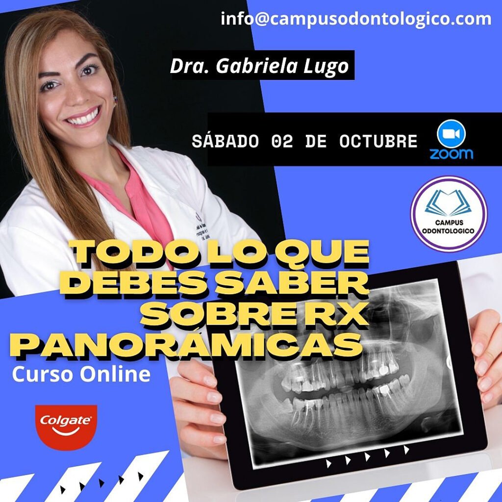 Img. profesional con sonrisa, explicando radiografías dentales para curso online sobre RX panorámicas en el ámbito odontológico.